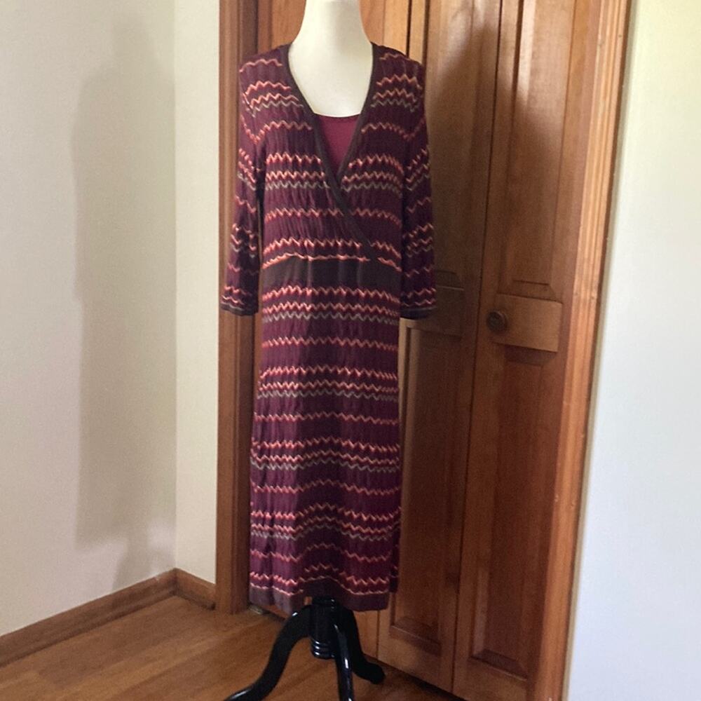 Lane Bryant Burgundy Sweater Pullover Dress W/Coordinating Slip, Size 14/16
